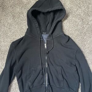 Brandy Melville Cropped Black Zip-Up Hoodie
